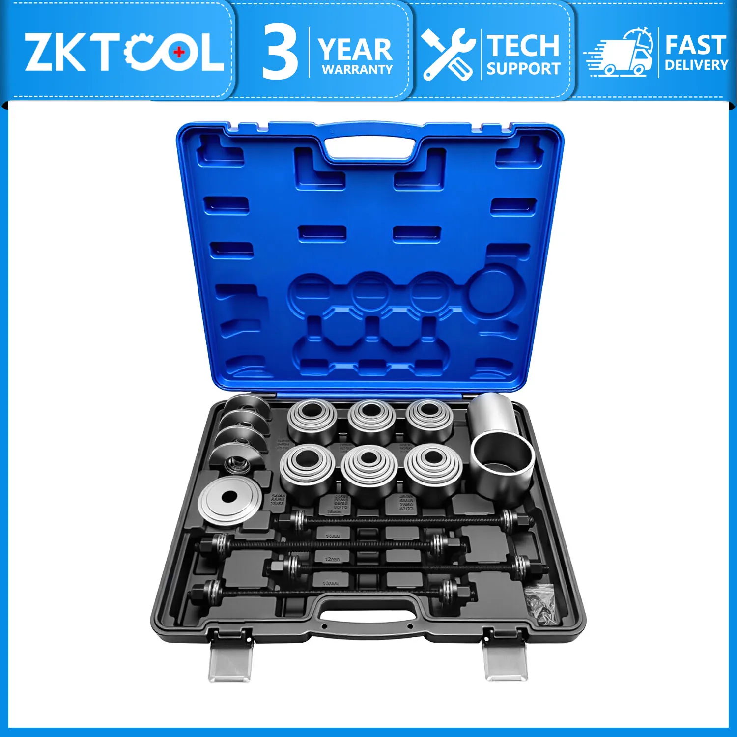 

37-piece universal compression sleeve kit bushing bearing removal insert tool rubber sleeve iron sleeve removal tool