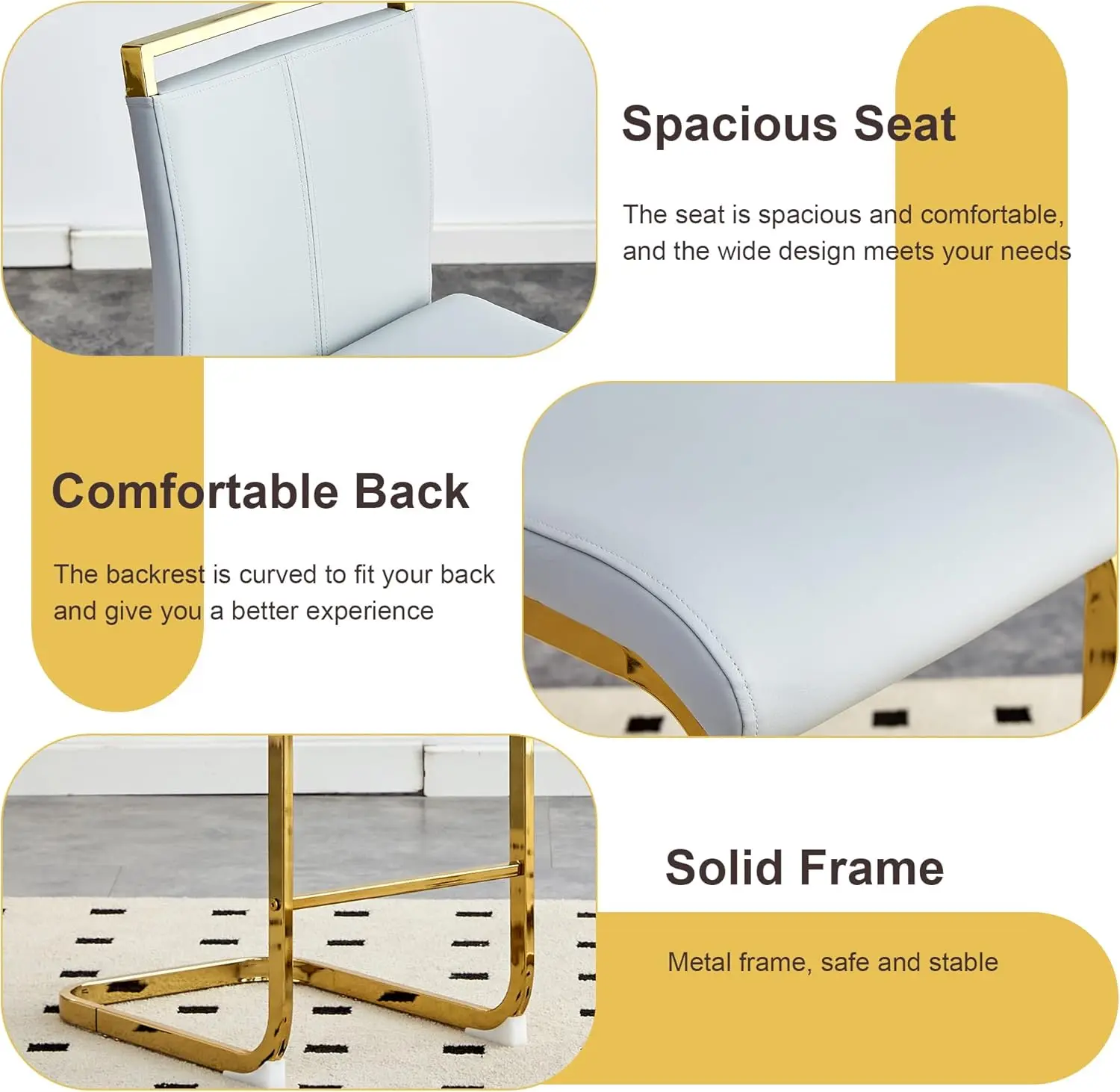 3- Round Bar Table Set,Round Counter Height Dining Table Set,35" Tempered Glass Pub Table and Light Grey Chairs,Round Gold bar