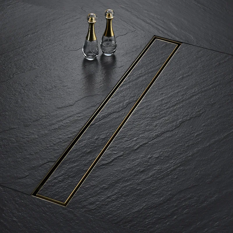 304 stainless steel brushed gold bathroom shower room sewer deodorant and anti-blocking hidden floor drain DL2219