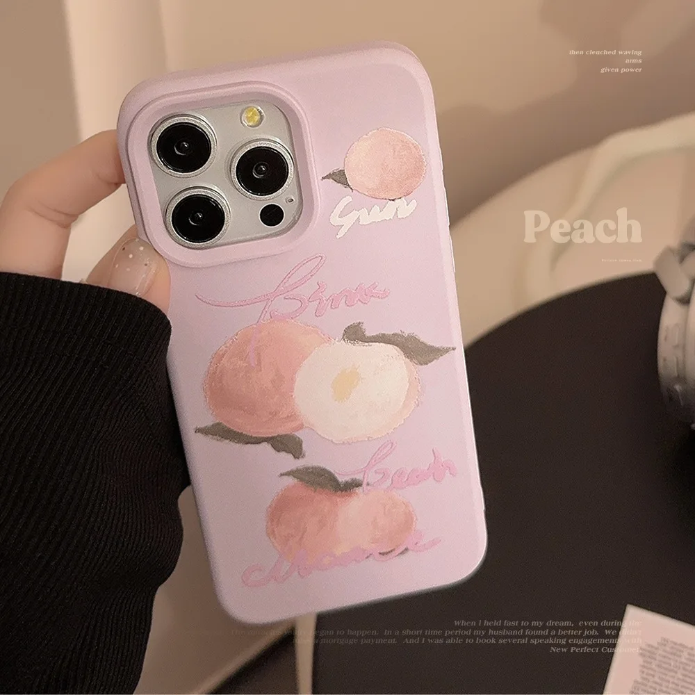 Cartoon peach soft silicone back cover for iphone 15 14 pro max 12 13 16 plus promax protector phone case conque