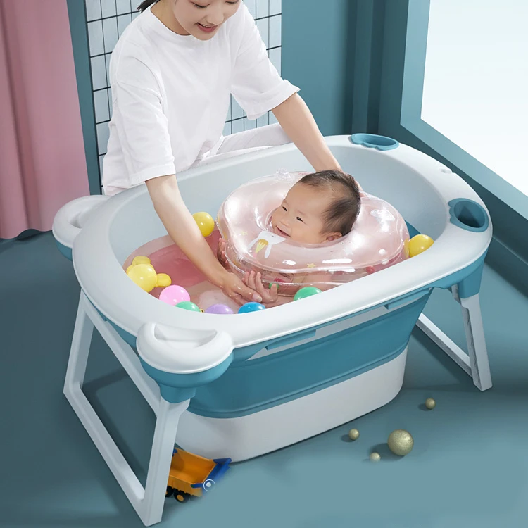 

Baby Shining Children's Bath Bucket Folding Bath Tub Baby Swimming Bucket Newborn Large Tub Household Bath Tub Can Sit