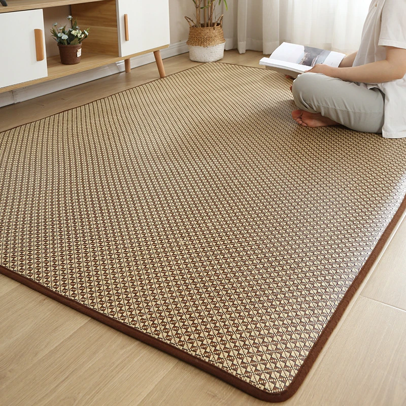 Japanese Ice Silk Rattan Mat Comfortable Breathable Mat Living Room Tatami Homestay Bedroom Rattan Mat Carpet Baby Crawling Mat