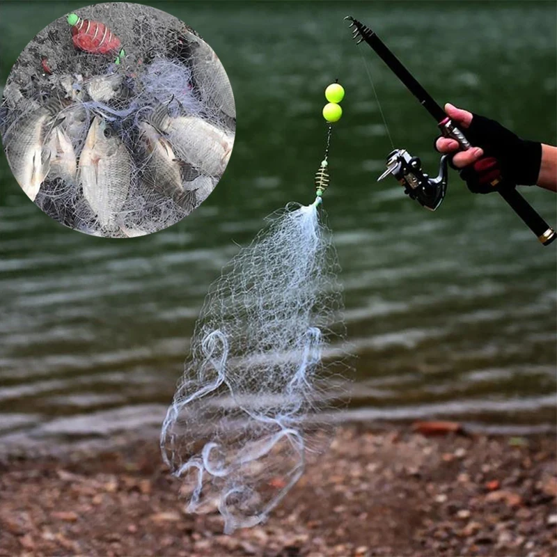 Multi Size Fishing Net Explosion Hook Trap Mesh Luminous Bead Netting Sea NetTackle Design Copper Shoal Cast Gill Feeder Trap