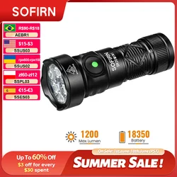 New SOFIRN SR20 MINI 1200lm Flashlight 18350 USB C IP68 Waterproof with Red LED Key Light for Camping Emergency Situations