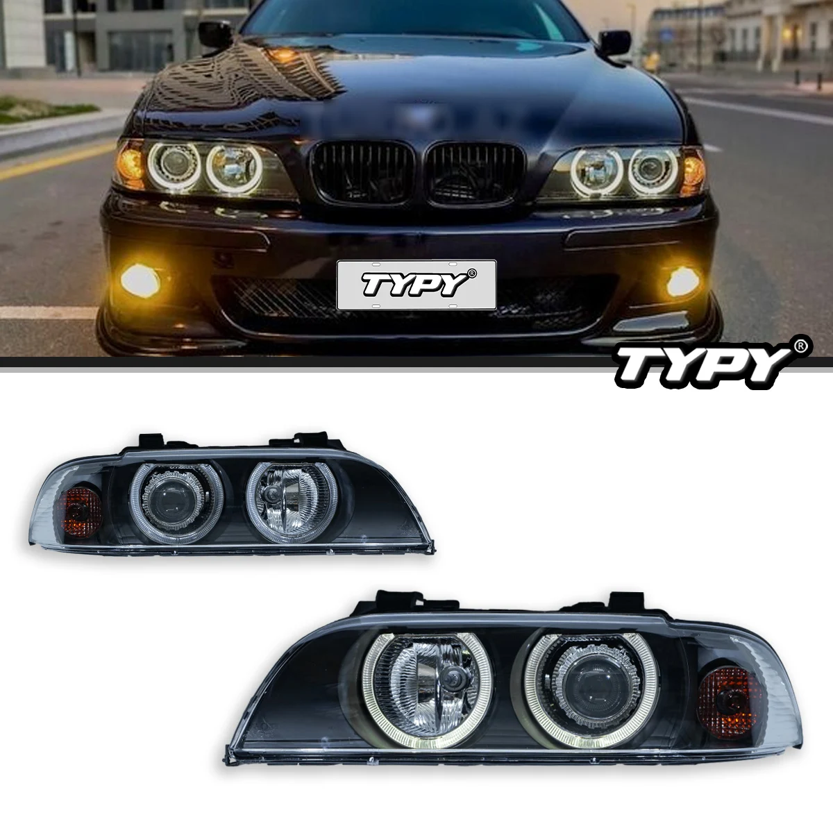 

Автомобильные фары TYPY для BMW 5 серии E39, фары 1997-2003, светодиодные фары для проектора, дневные ходовые огни, автомобильные аксессуары