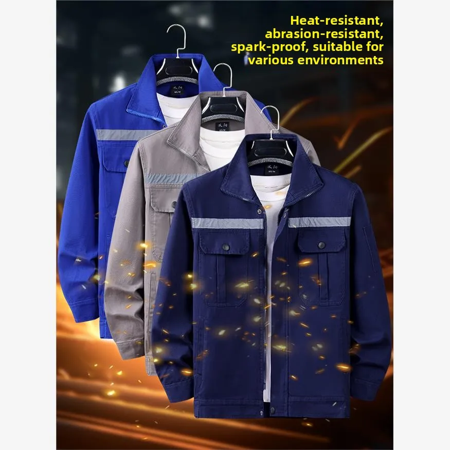Conjunto de Ropa de Trabajo de Algodón Puro Thiened para Hombre, Resistente al Desgaste, Ropa Protectora para Primavera y Otoño, Chaqueta de Trabajo