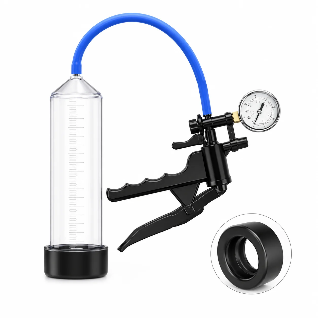 Penis Pump Manual Penis Enlarger Sex Toy for Men Vacuum Pump Male Masturbation Extender Trainer with Gauge Adult Product