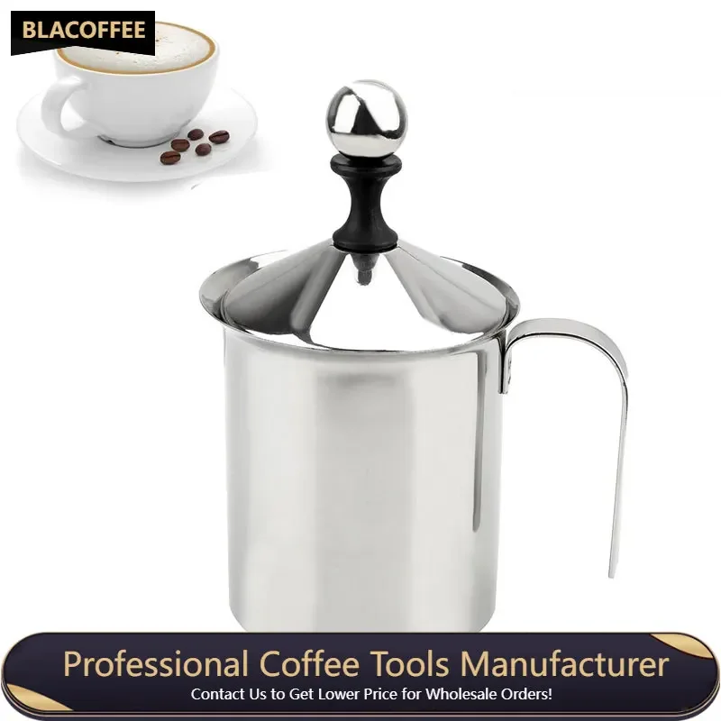 

Manual Milk Frother 400/800ML Stainless Steel Hand Pump Creamer Double Mesh Coffee Milk Pot Foam Mesh Coffee Foamer Beater