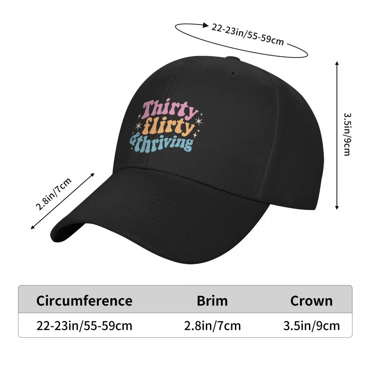 Thirty flirty thriving 02 Baseball Cap New In The Hat dad hat Wild Ball Hat Women's Men's