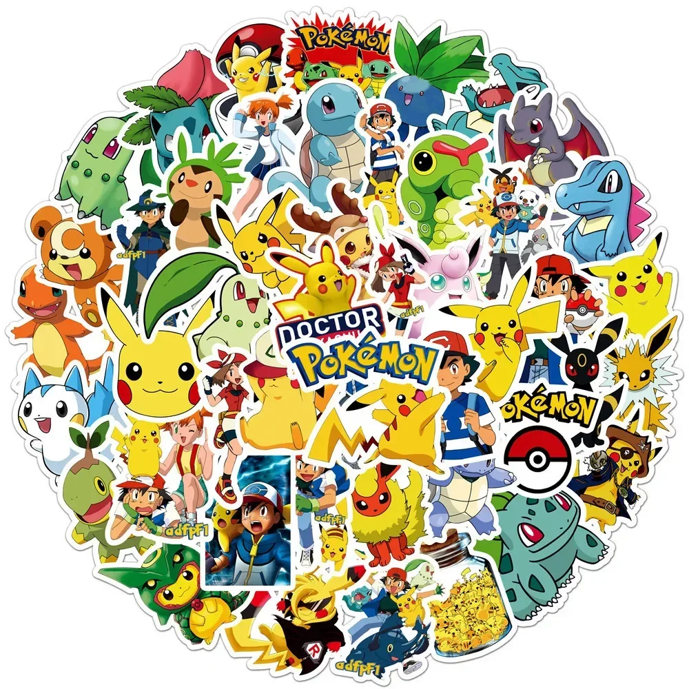 50/100/200/500Pcs Non-repeating Cartoon Anime Cute Pokemon Pikachu Kids Stickers