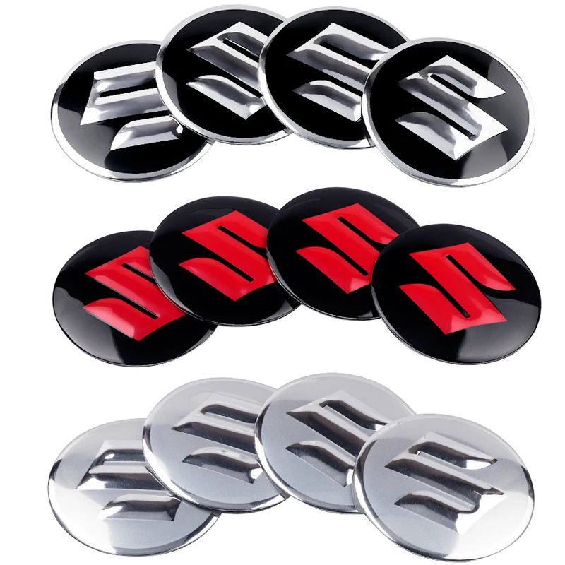 4 peças 56mm Adesivos de Emblema para Centro de Roda de Carro, Acessórios para Suzuki Ignis Swift SX4 Jimny Grand Vitara Alto