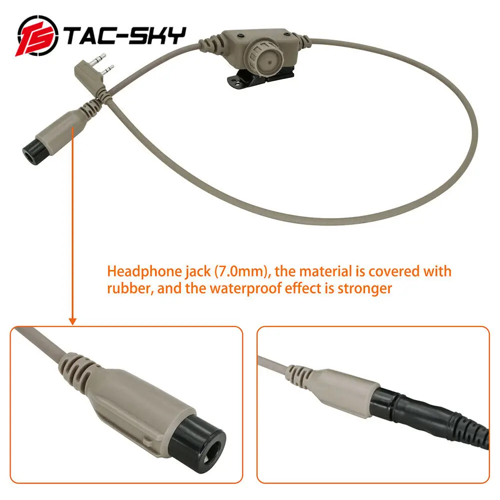 TAC-SKY Tactical PTT Adapter RAC PTT Headset Accessories Compatible COMTA SORDIN Headset For Kenwood Plug Walkie Talkie