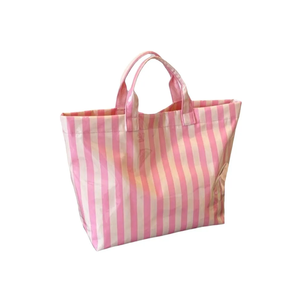 Cute Waterproof PVC Striped Tote Bag Large Capacity Shoulder Bag Beach Handbags Stripe Tote Pouch Transparent Jelly Bag Travel