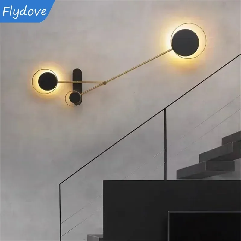 

Line Note Wall Lamp Adjustable Round Designer Kitchen Bar House Decor Background Living Room Bedroom Study Corridor Wall Lights