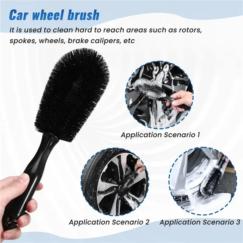 A54K-15 PCS Car Detailing Brush Set,Car Interior Cleaning Kit Includes Detail Brushes, Wheel Brush, Wheel Tire Brush Kit