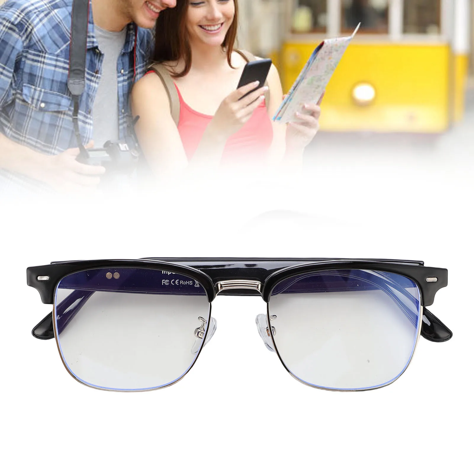 AI 번역 스마트 안경 스마트 안경 144개 언어 사운드 어시스턴트 Bluetooth 5.3 작업용 청색광 필터링 렌즈