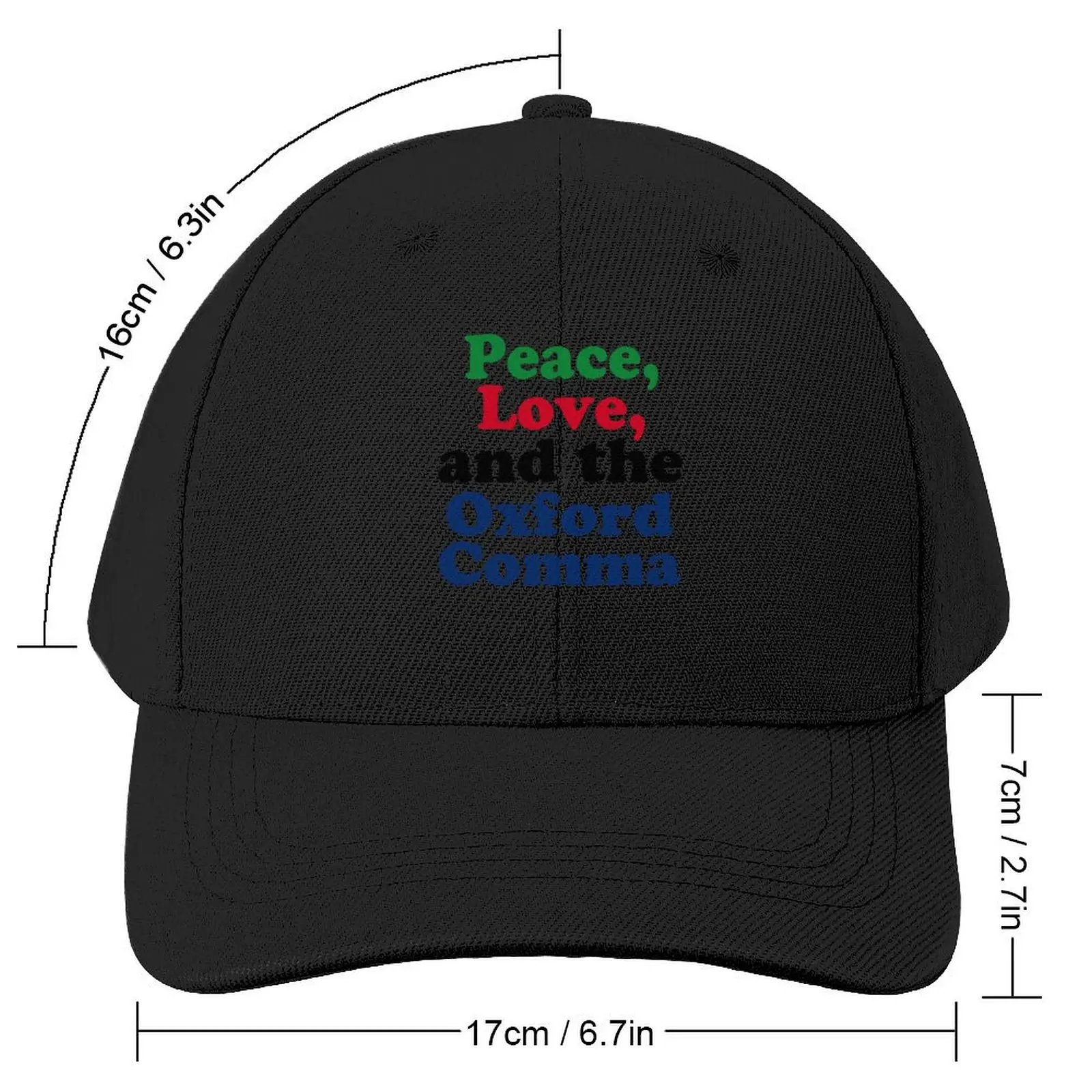 Peace Love Oxford Comma Funny Grammar Baseball Cap Christmas Hat Trucker Cap Snap Back Hat Trucker Hats For Men Women's