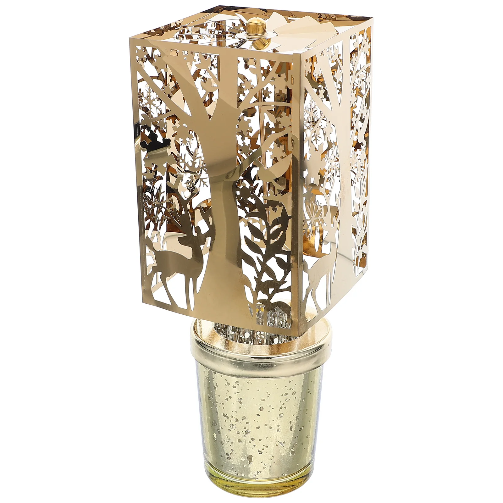 

Elegant European Candlestick Rotating Tealight Holder with Deer Motif Spinning Tray for Festive Atmosphere