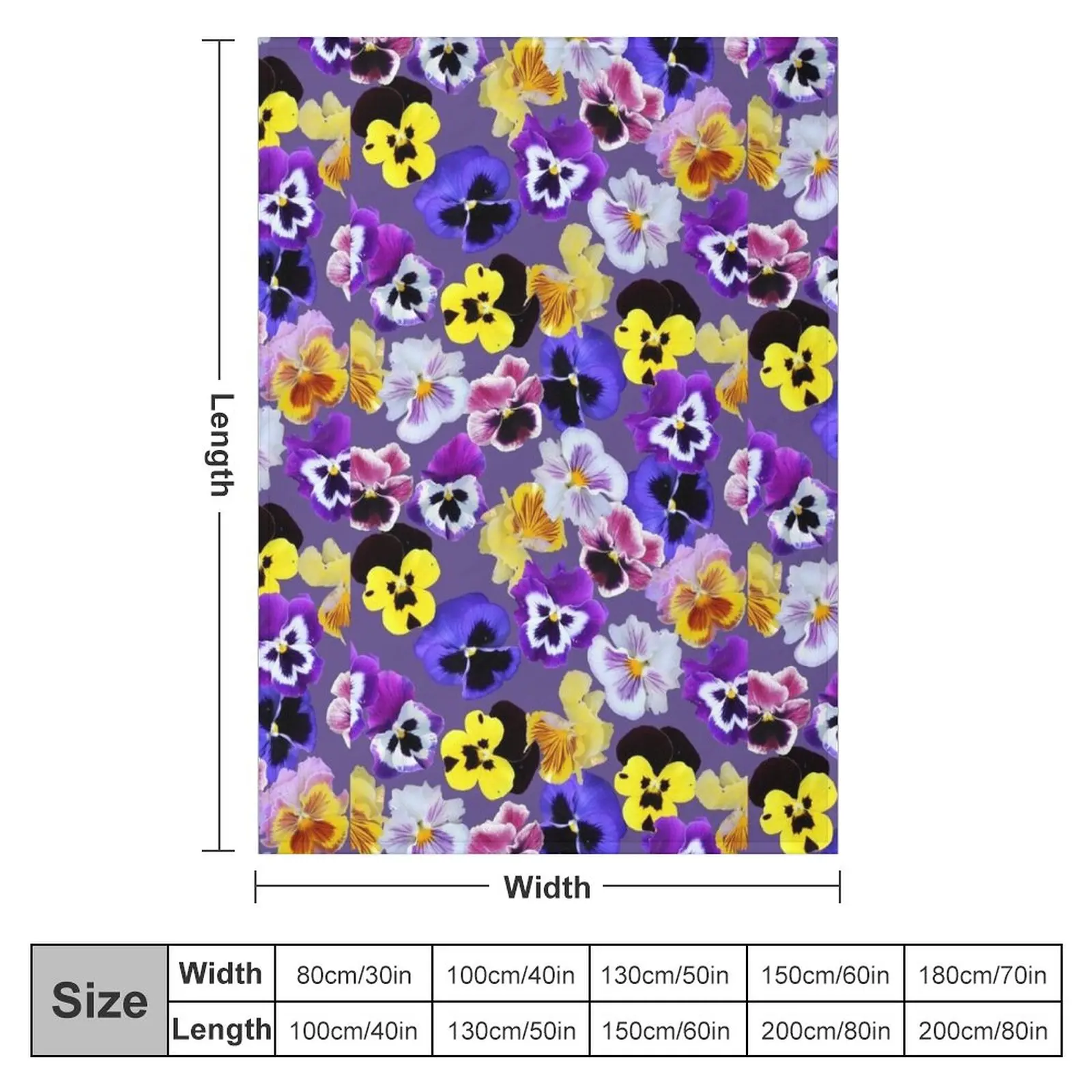 Pansy Mixture on Violet Throw Blanket Flannel Fabric Luxury Thicken Blanket Soft Plaid Kid'S Blanket