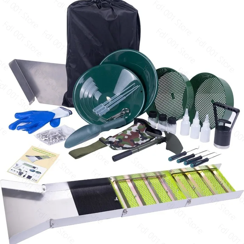 Portable Gold Sluice Box Rubber Mat Gold Panning Equipment Non‑motorized Prospecting Mining Tool