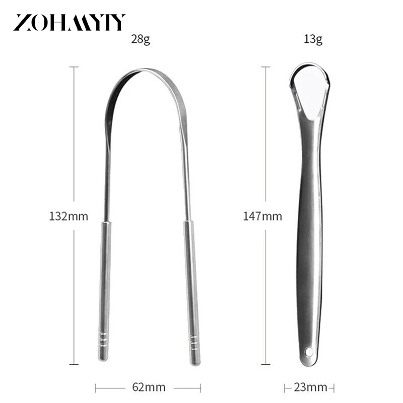 스테인레스 스틸 혀 클리너, 구강 관리 위생 스크레이퍼, 2 개
