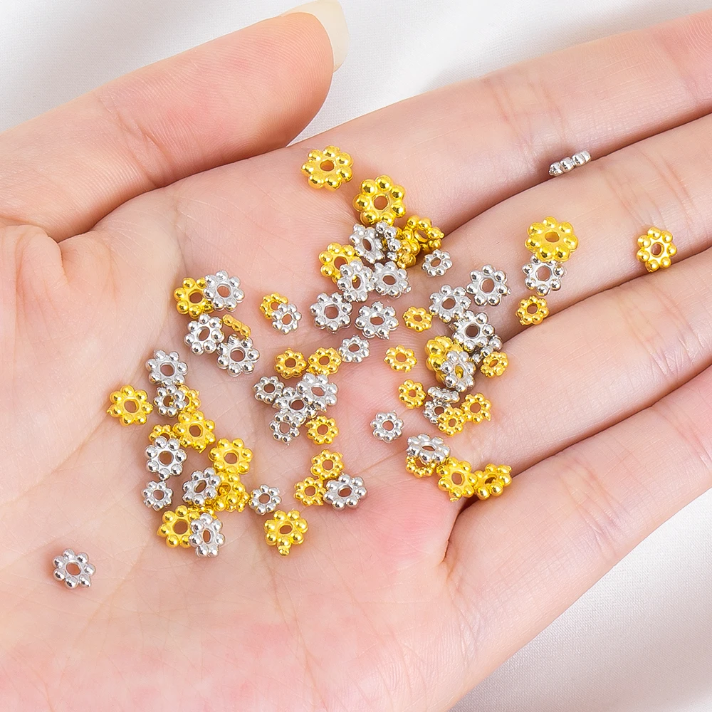 200pcs/lot 4mm 5mm 6mm Plum Blossom Bead Caps Flower Spacer Beads Charms for DIY Jewelry Bracelet Necklaces Earrings Accessories