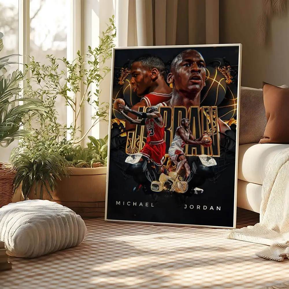 Athlete Michael Jordan Poster Self-adhesive Art Waterproof Paper Sticker Coffee House Bar Room Wall Decor view 6