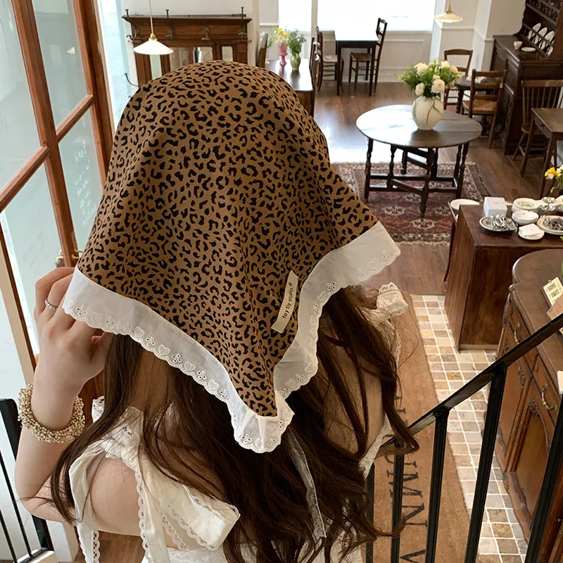 Women\'s Summer Fashion Headband Orange Leopard Headscarf French Scarf Silk Scarf Tied Hair Silk Scarf Headband Sweet Cool Style