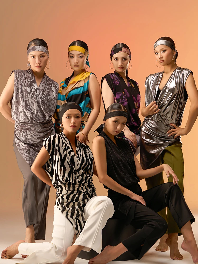 Original Design Latin Dance Women's Practice Suit Top orm Size Multicolor Breathable Sl Splicing V-ne mid Elastici