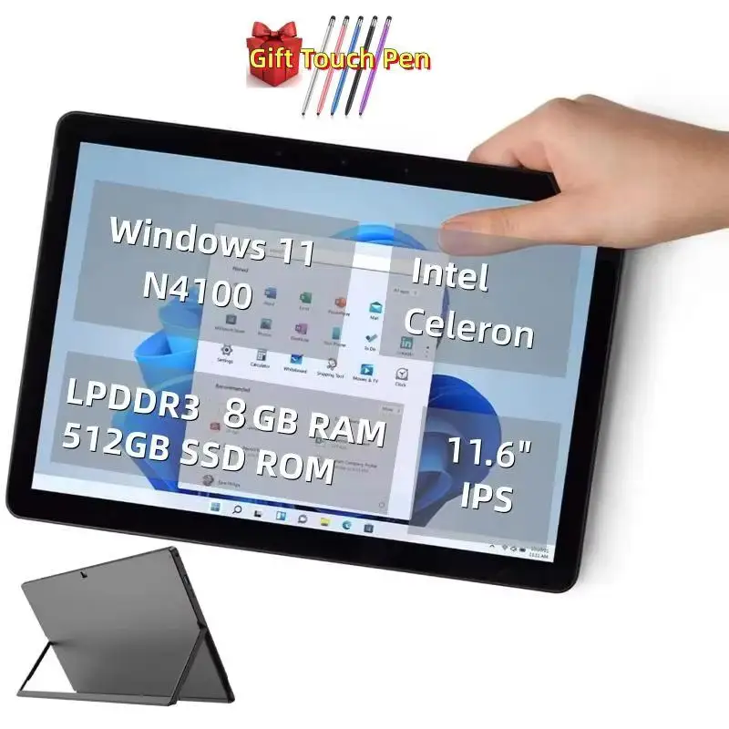Type-C 11.6" Windows 11 Home Tablet 8GB RAM 512GB ROM 64bit Intel Celeron N4100 1920 x 1080 Pixel 2 x USB 3.0