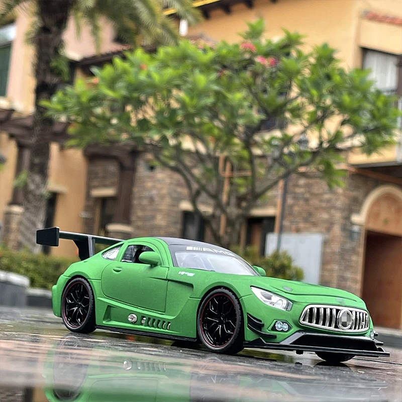 1:24 AMG-GT Alloy Sports Car Model Diecast Metal Toy Vehicles Car Model High Simulation Sound and Light Collection Toy Gift