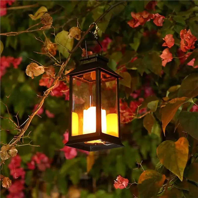 A36T-2PCS Solar Lanterns Outdoor Garden Hanging Lanterns Retro Design Garden Lantern Vintage Design For Yard Table Patio