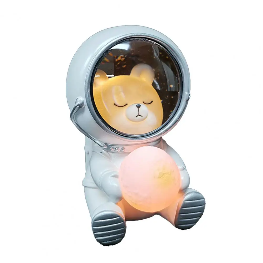 Night Light Nice-looking High Simulated Resin Lovely Cat Astronaut Desk Lamp for Office