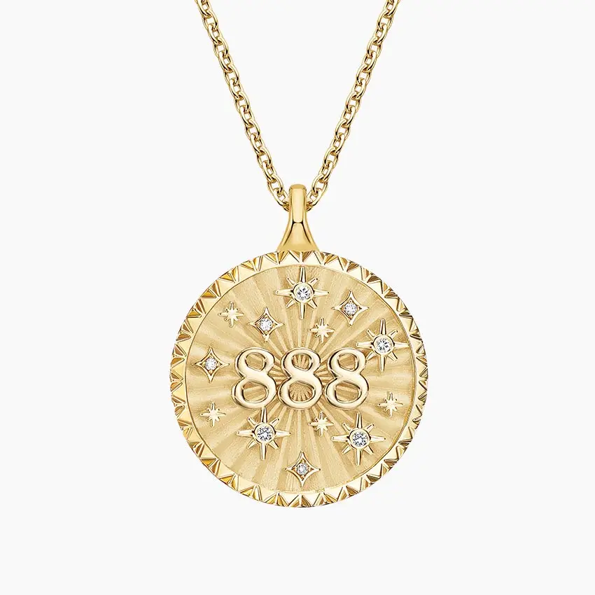 

Personalized Disc Pendant Customized Zircon Necklace With Numbers Gold Necklace for Women Birthday Gift Lucky Disc