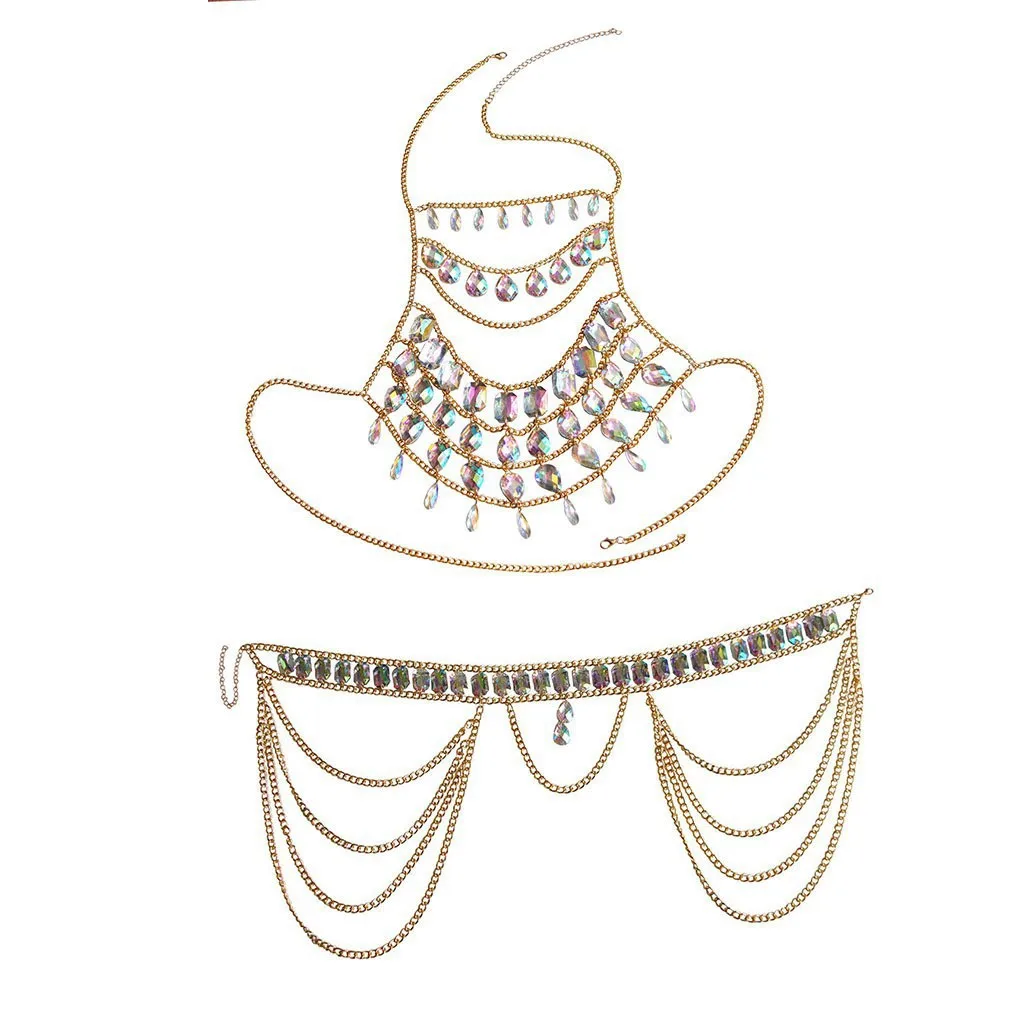 Aksesori Baru Rantai Bra Seksi Klub Malam Rok Permata Pantai Rantai Tubuh Rantai Pinggang