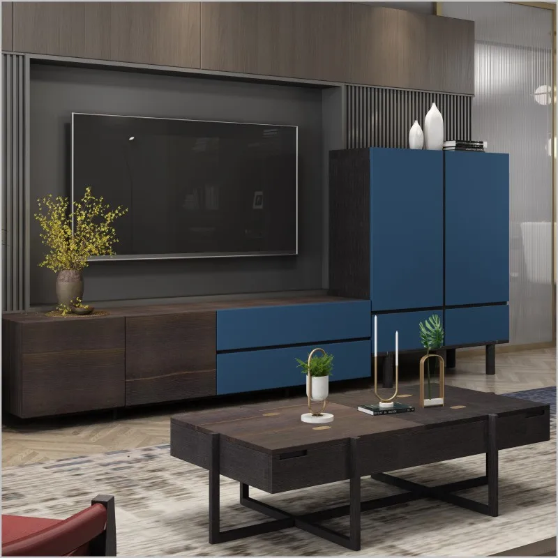 

Nordic minimalist coffee table creation Italian minimalist solid wood side table living room combination side table smoked ligh