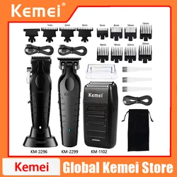 Kemei KM-2296 KM-2299 KM-1102 Hair Clipper Kit Men's Electric Shaver Hair Trimmer Machine Professional Hair Cutting Machine