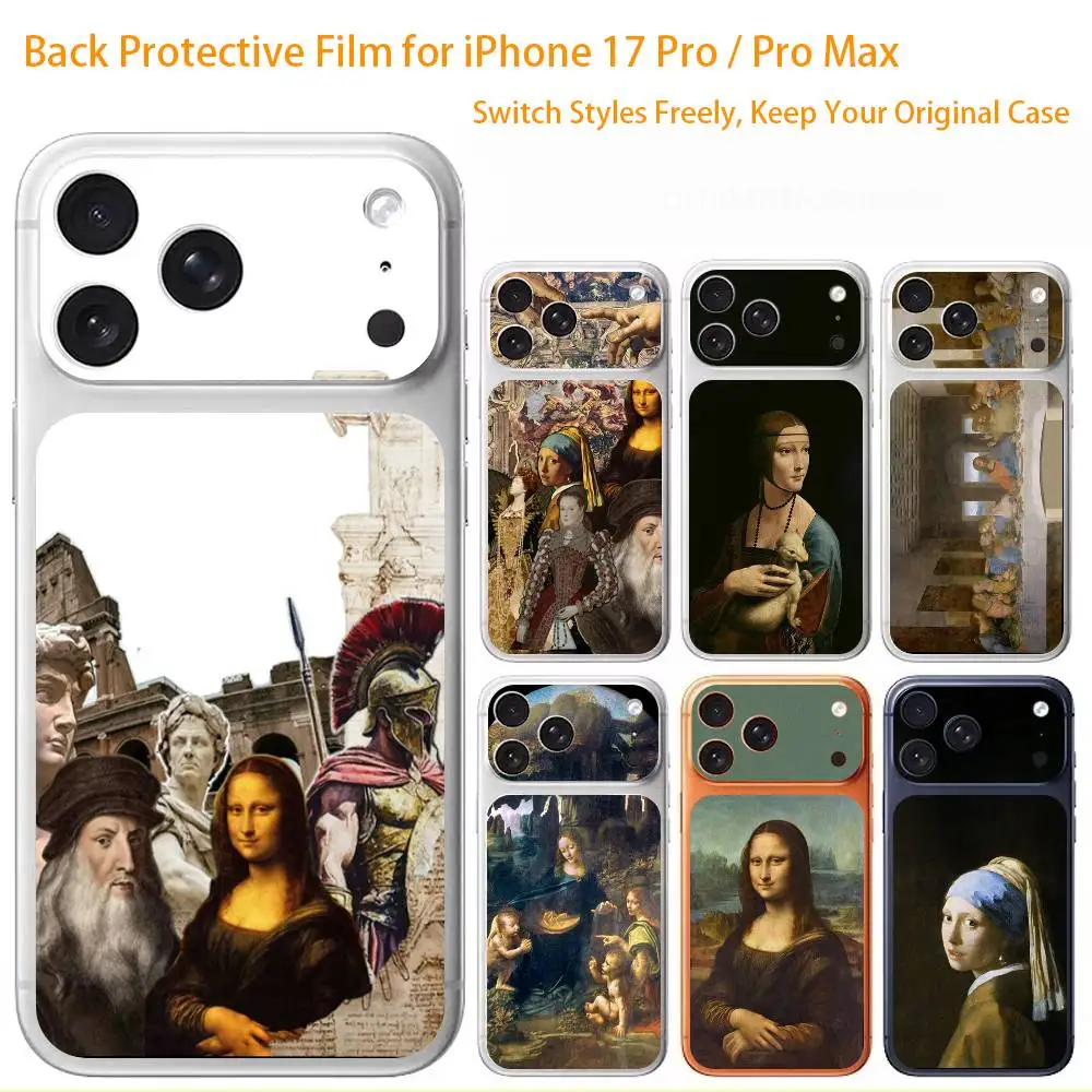 3D-наклейка M-Mona Lisa Art D-Da-Vinci на весь корпус для iPhone 17/Pro/Pro Max, цветная защитная наклейка на заднюю панель