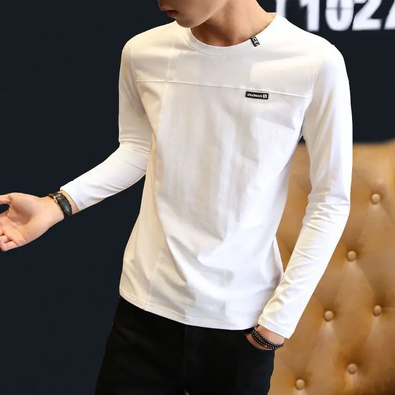

Spring Autumn Round Neck Solid Color Pullover Long Sleeve Men's Clothing Casual Classic High Street Preppy Style Retro Tops