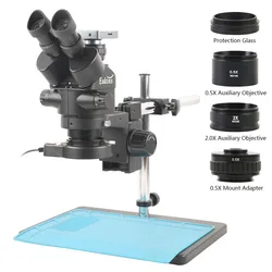 Conjunto de microscopio Trinocular estéreo Focal para reparación de soldadura, cámara de vídeo USB, HDMI, 4k, 1080P, 8.3MP, 3.5X-90X, PCB, BGA, Chip de CPU