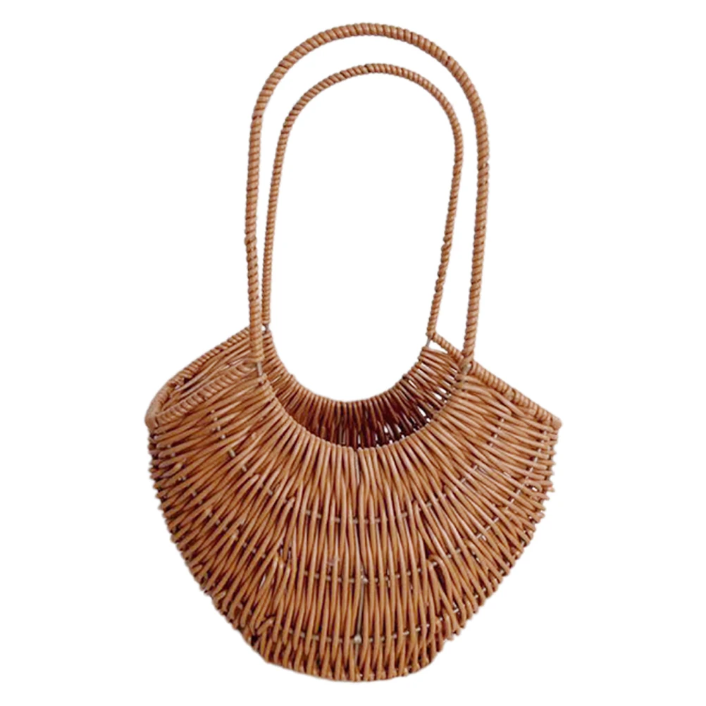 

Hand Woven Decorative Flower Storage Simulation Rattan Basket Desktop Decor Small Items Organizer Home Storage Plastic