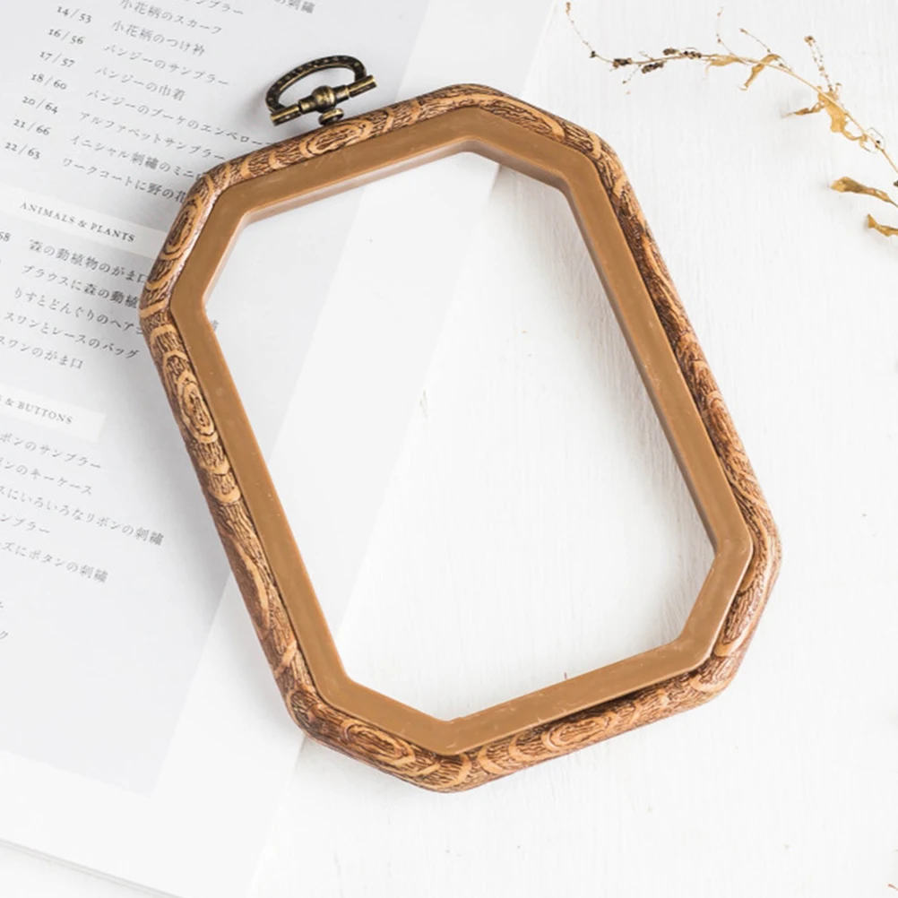 

4pcs Hoops Set Imitation Wood Craft Display Frame Plastic Stitch Ring For Sewing Ornaments Decor Circle Oval Octagonal Hoop