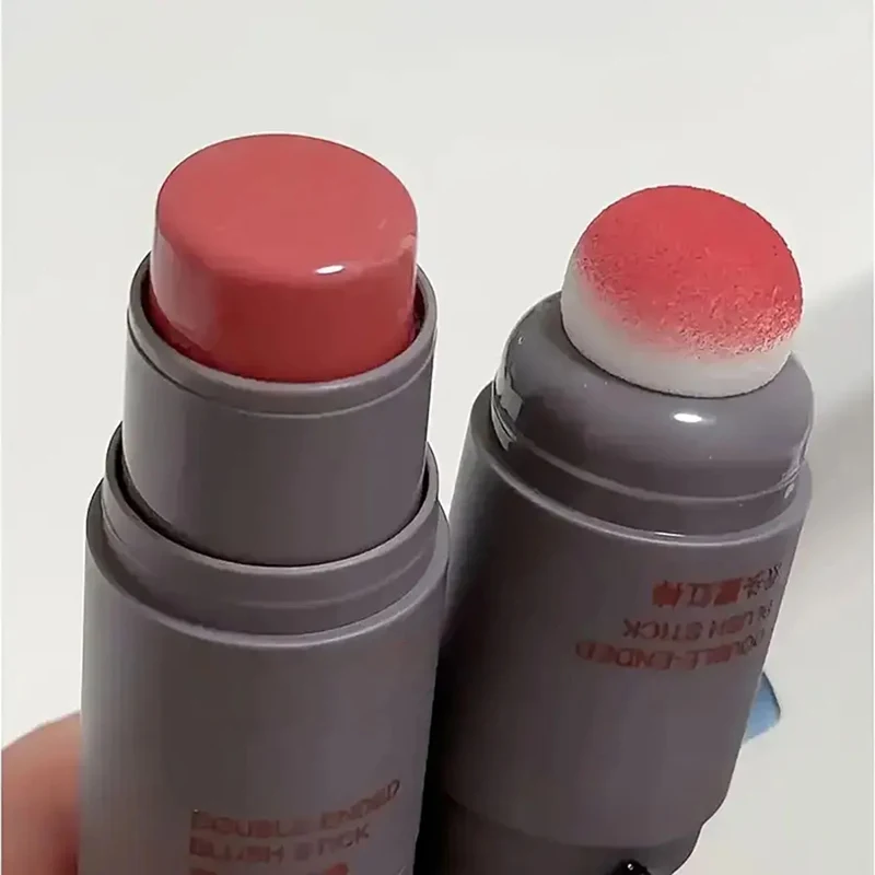 Pó monocromático Blush Stick, Esponja de cabeça dupla, Lip e bochecha Cosméticos, Cosméticos leves, Rouge Natural