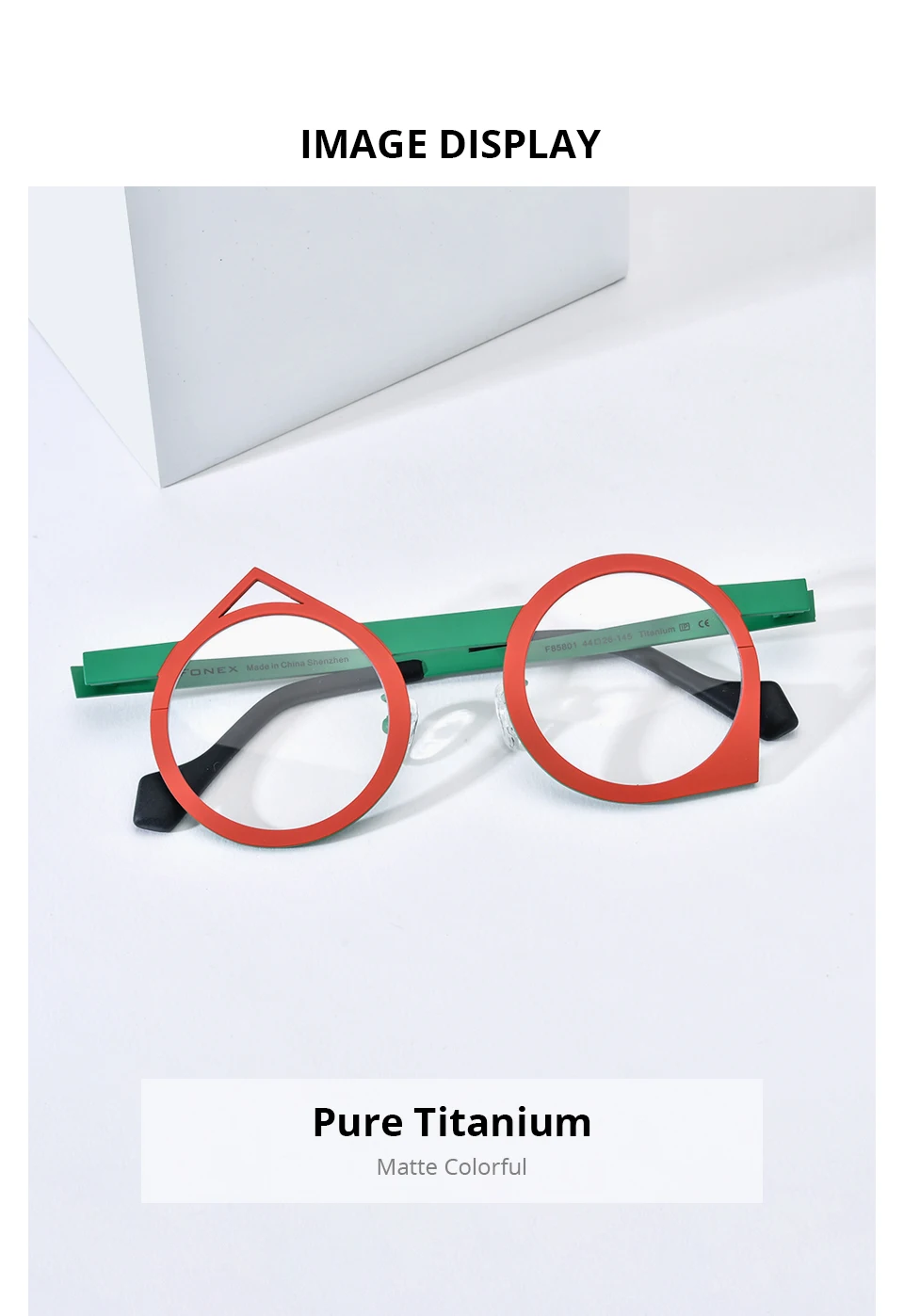 FONEX Reines Titan Brille Rahmen Frauen 2025, Neue Mode Marke Design Unregelmäßige Brillen Männer Ultraleicht Japanische Brillen 85801 – Detail 1