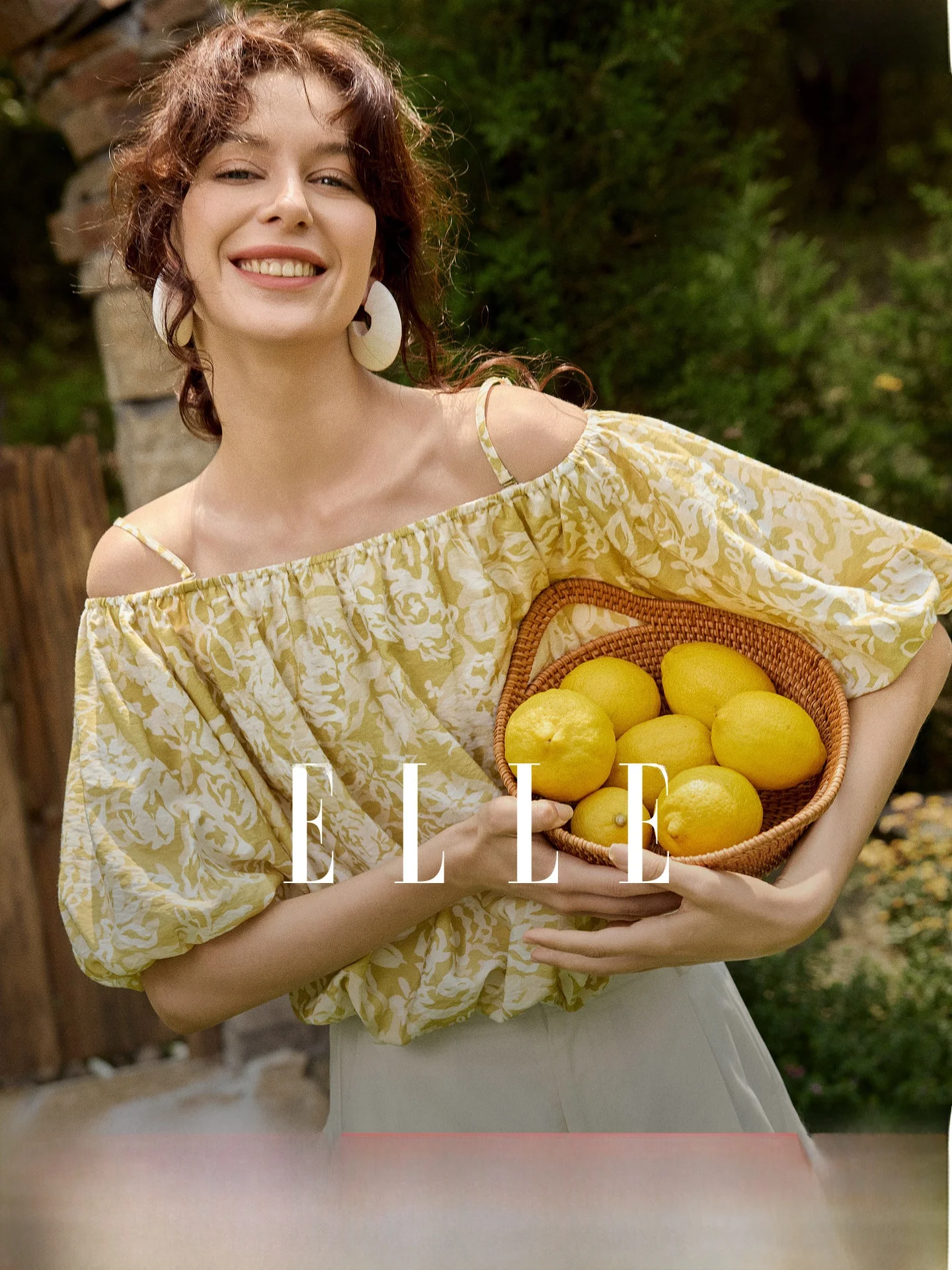 

Elle Floral Print Bubble Sleeve Casual Top Women's Spring Summer New Design Unique Loose Fit round Neck No Sleeve Nylon Blend