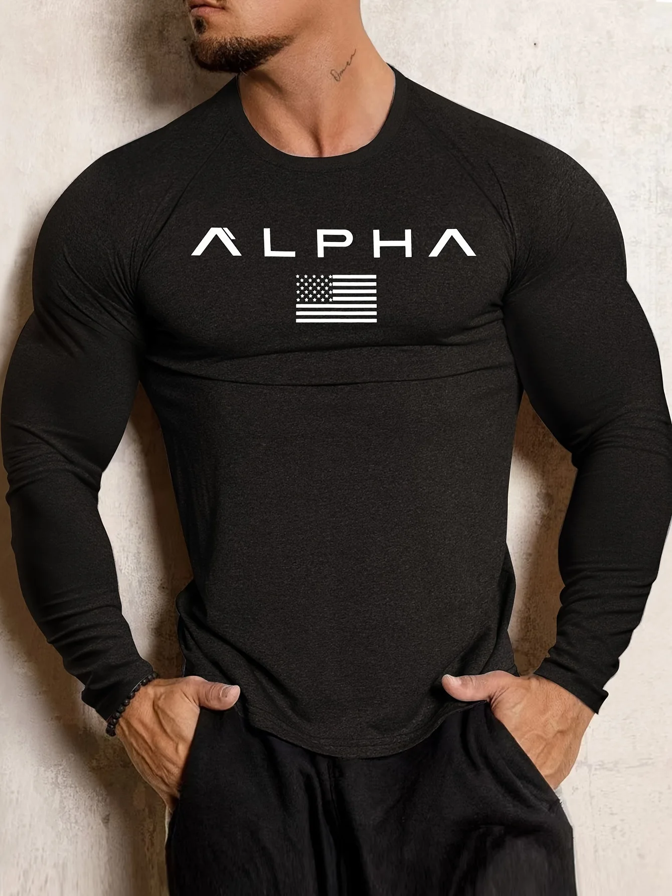 Casual Brand Long-sleeved Tight-fitting T-shirt Base Layer For Quick-drying And Stretchy Use For Running And Fitness Training