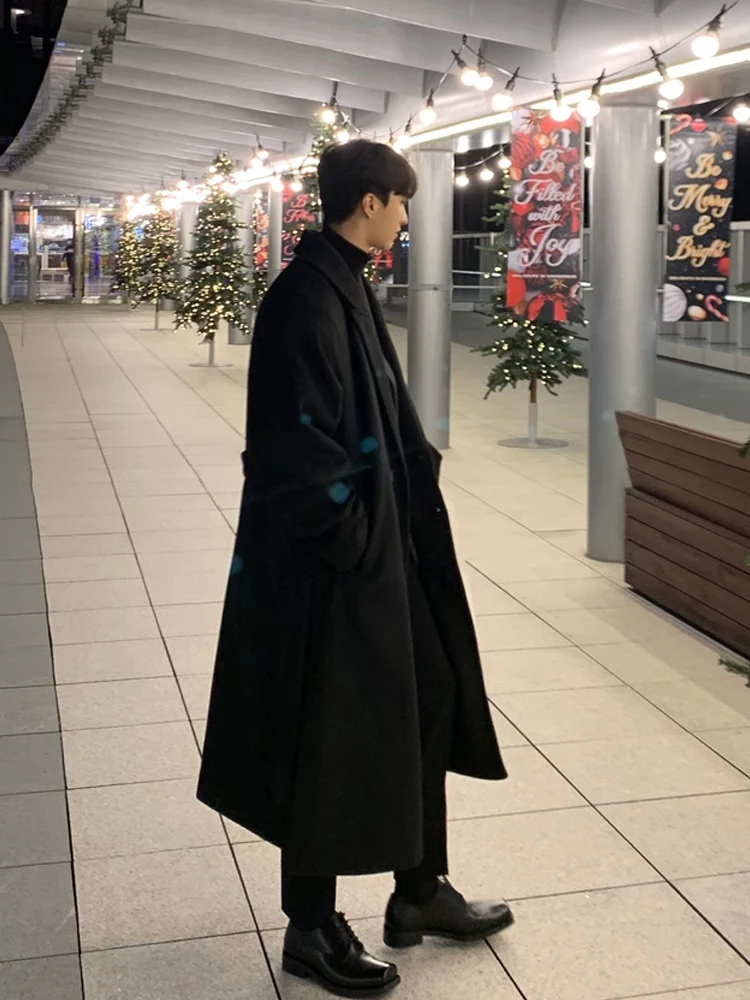 

Элитное мужское шерстяное пальто осенне-зимнее утепленное средней длины с корейским воротником в стиле Блэйкли