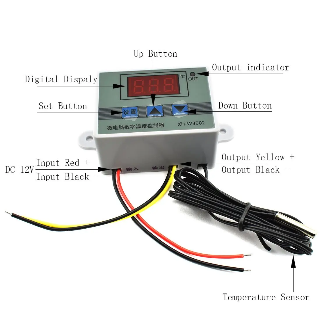 Imagem -06 - Controlador de Temperatura Digital Termostato do Microcomputador Regulador Interruptor de Controle de Temperatura Quente e Fria W3002 12v 24v 110220v