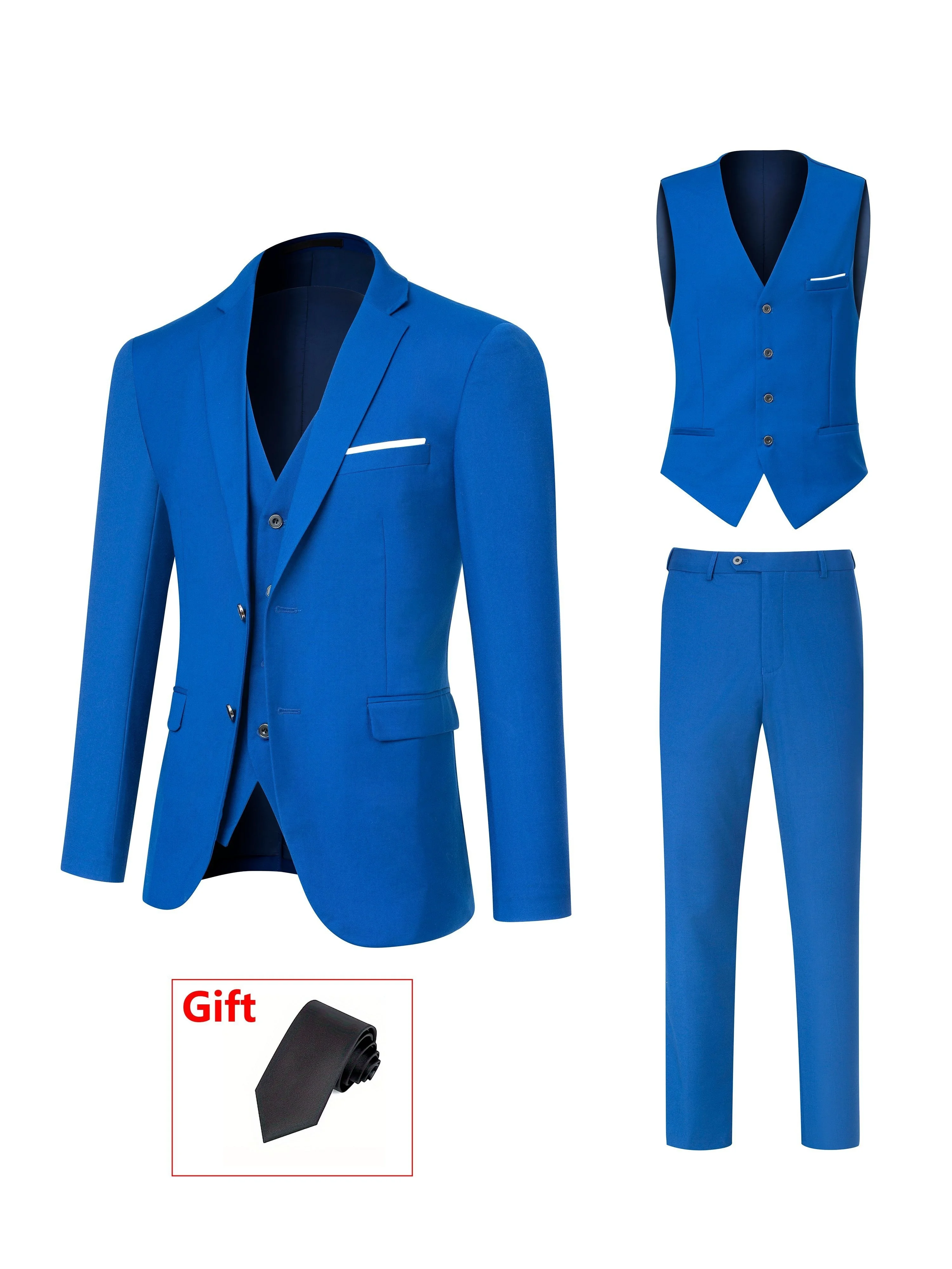 TweedLad Men's Business Suit Set Groomsmen Regular Fit-Tuxedo Jacket+Trousers Men Suit Set Lapel Formal Stylish Buttons Pockets
