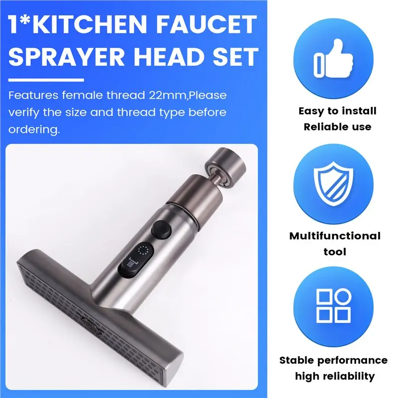 ABKY-Kitchen Faucet Head Replacement With 3 Modes Pull Down,Female Thread 22Mm Kitchen Faucet Head,Sink-Sprayer Replacement